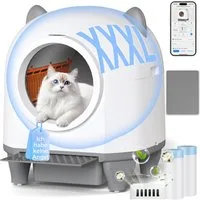 HOMALL Katzentoilette XXXL katzenklo selbstreinigend für grossen katzen,Sicherheitsschutz x7, mit Aromabox, Matte, leiser Betrieb & Nachtmodus – für Mehrkatzen