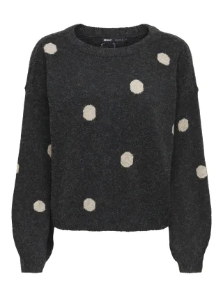 ONLY - ONLRICA LS DETAIL O-NECK CC KNT Dark Grey Melange - Gr. - S