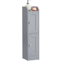 VASAGLE Kommode Badezimmerschrank schmal, Badschrank, Eckschrank, verstellbare Ablagen, Hochschrank Bad, Landhausstil