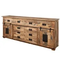 Massivmoebel24 Sideboard RAILWAY Mango Massivholz natur (Massivholz montiert 108 kg RAILWAY #122), Mango 200x45x90 (BxTxH) natur lackiert