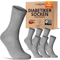 sockenkauf24 Diabetikersocken 97% Baumwolle ohne Gummibund & ohne Naht mit Komfortbund (24-Paar) Diabetiker Socken ohne Gummi für Damen & Herren