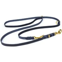 CopcoPet Hundeleine Fettlederleine Hundeleine geflochten dreifach verstellbar Messing, Leder