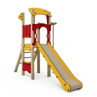 Professioneller Spielturm PRO Magic Fun - Robuster Kletterturm 9x9 cm für öffentliche Spielplätze - Rutsche & Feuerwehrstange inkl. - Wickey