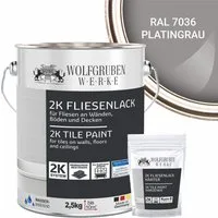 WO-WE Fliesenlack 2K Fliesenfarbe Fliesen Lack Bodenfliesen W712, 2,5Kg, Seidenglänzend, Epoxidharz