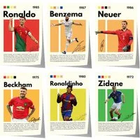 JUSTGOODMOOD Poster Fußball Legenden Ronaldo Benzema Neuer Beckham Ronaldinho Zidane Sport, A (1 St)