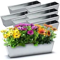 BigDean Blumenkasten 8x Pflanzkasten f. Europalette Metall verzinkt 38x12,5x9cm Blumentopf (8 St)