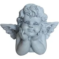 relaxdays Engelfigur Liegender Grabengel 31 cm, grau