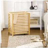 HOMCOM Wäschekorb 55L, Wäschesammler mit Deckel, Entnehmbarem Wäschesack (Wäschebox, 1 St., Wäschetruhe), Bambus, 50 x 36 x 60 cm, Natur