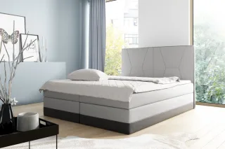 Boxspringbett Schlafzimmerbett VELARO 200x200cm Hellgrau-Schwarz