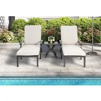 LVHOM Gartenliege Verstellbare Aluminium-Liege mit Kissen, Rostfrei/wasserfest, Verstellbare Rückenlehne (5 Positionen), robustem Aluminium mit Kreuzgeflecht-Konstruktion, wasserdichtes Baumwoll-Polyester-Kissen, 2 St., Rostfrei/wasserfest, für Garte