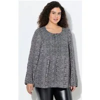 Ulla Popken Druckbluse Smokbluse Bindeband Rundhals Langarm