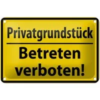 Femer GmbH Metallschild Warnschild 18x12cm Privat Betreten verboten, (1 St), gewölbte Oberfläche, abgerundete Ecken, umgeschlagene Kanten