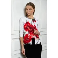 Passioni 2-in-1-Strickjacke Twinset mit Mohn-Blumenprint