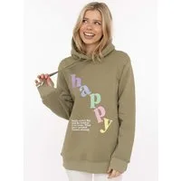 Zwillingsherz Hoodie "happy" großer „Happy“ Print, Kapuze mit Kordel, elastische Bündchen