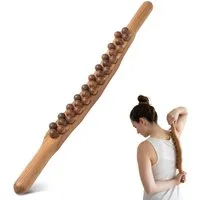 JOYOLEDER Nacken-Massagegerät Gua Sha Wooden Therapy Stab, Massagestab Holz mit 31 Holzmassageperlen, Faszienstab, Massagestab Holz, Ganzkörper Scraping Stick, Gua Sha für Muskelentspannung Massage Nacken Rücken Bauch Beine Arme