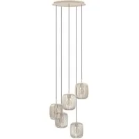 EGLO Pendelleuchte Hängeleuchte ROMAZZINA, exkl. E27, Stahl in sandfarben, Pendellampe, ohne Leuchtmittel, Esszimmerlampe, 200x50cm, 1-flammig, modern, minimalistisch, Rondell