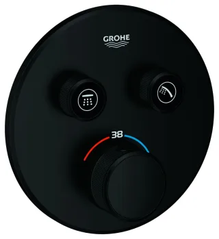 GROHE Thermostat Grohtherm SmartControl, 29119 FMS rund 2 Absperrvent. matt black, 291192430 291192430