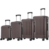 YONSLY Kofferset Reisekoffer Trolley Rollkoffer Handgepäck Hartschalenkoffer Größen-Set, 4 Rollen, (4er Set, 4 tlg., Größen S, M, L & XL), ABS und Aluminium, Zahlenschloss, Gummigriff, leicht und robust