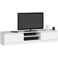 Home Collective TV-Schrank 160cm breit mit zwei Türen und zwei offenen Regalen, moderner Lowboard, Wohnzimmer Schlafzimmer in weiss