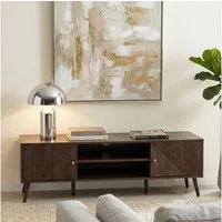 IDIMEX Lowboard LIVIA, TV Lowboard 140 cm mit strukturierter Lamellenfront Dunkelbraun