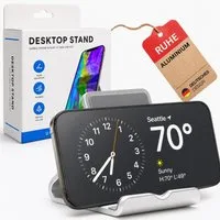 RUHE Handy-Halterung Handy Ständer Halterung für Tisch Schreibtisch in Edelstahl Silber, (bis 11 Zoll, Kompatibel mit allen Smarphones von 4,7-11 Zoll, 1-tlg., Handyständer, kompatibel mit iPhone 17 16 15 14 13 Pro Max Galaxy Ultra S23+ S23 S22)