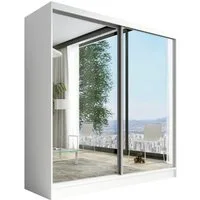 A&J MöbelLand GmbH Schiebetürenschrank IVAR 200 cm mit drei Schubladen und Spiegel (TOP ANGEBOT! Geräumiger Schrank mit einer Breite von 200 cm und Spiegel, ideal zur Aufbewahrung von Kleidung und Accessoires. 3 Schubladen und viel Stauraum. TOP PROD