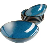MÄSER Servierschale Ossia, Steinzeug, (Set, 7-tlg), Salat-Set, Vintage-Charakter