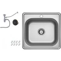 Faizee Möbel Edelstahlspüle Edelstahlspüle 48x48 cm Küchenspüle Eckig Spülbecken inkl. Siphon-Set, Ohne Armatur