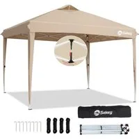 Sekey Faltpavillon 3x3 Wasserdicht Pop Up Pavillon mit Belüftung, Partyzelt UV-Schutz 50+, 3 wählbare Höhen: 240cm, 250cm und 260cm, Stabil und Windfest