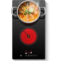SNDOAS Elektro-Kochfeld, Glaskeramikkochfeld 2 Platten 3000W Touch‑Steuerung