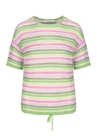 Bianca - Gestreifter Strickpullover - Olinde grün - Gr. - 46