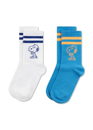 2 Paar Peanuts Socken aus Baumwoll-Jacquard mit Snoopy-Motiven - Gr. - one size