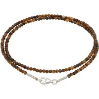 Lebensquelle Plus Kette ohne Anhänger Tigerauge 2 mm Perlenkette facettiert, 45 cm + Silberverschluss