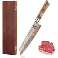 ZAYIKO Asiamesser MysticMagma Kiritsuke Küchenmesser 20,5cm Kupfer-Bronze-Damastklinge, Damaststahl, Kupfer-Bronze-Einlage