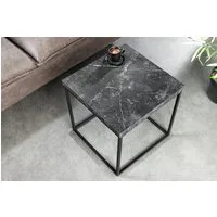 riess-ambiente Beistelltisch ARCHITECTURE 45cm graphit/schwarz – Metallgestell, Marmor-Design (Einzelartikel, 1-St), quadratische Platte & Industrial-Stil – ideal neben Sessel, Sofa & Co.