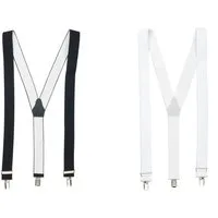 shenky Hosenträger shenky-shop 2er Set Hosenhalter 3 Clips schwarz und weiß (elastisch, Herren & Damen) Fasching, Karneval, Hochzeit, Arbeit
