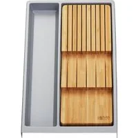 SO-TECH® Schubladeneinsatz SEPARADO Individual (300 x 474 x 51 mm) ab 40cm Schrankbreit (1 St), inkl. Bambus Mehrzweckeinsatz silbergrau genarbt für bis zu 9 Messer