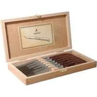 LAGUIOLE Steakmesser 6 Steakmesser LAGUIOLE L´ECLAIR NEU+OVP in der Holz-Schatulle (6 Stück), Dunkelbraun