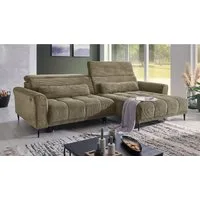 Massivart® Ecksofa Cord 277 cm / Cordsofa LOGAN / Sitztiefenverstellung / Nosagfederung, Kopfteilverstellung · Rücken echt bezogen · 2 Nierenkissen
