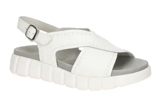 Gabor 82.891.50 Damen Sandalette wei? Echtleder Keilabsatz flexibel Plateau