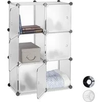 relaxdays Steckregal Regalsystem mit 6 Türen, transparent