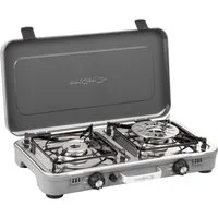BRUNNER Gaskocher BRUNNER POWERKOOK Camping Gaskocher 2-flammig + Regler + Schlauch, (50mbar - Mit Gasregler + Gasschlauch)