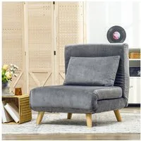HOMCOM Schlafsofa Schlafsessel klappbar mit Bettfunktion, Gästebett in Leinenoptik, Klappsessel 1 Teile, für Wohnzimmer, Grau
