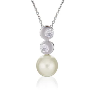 Orphelia Damen-Anhänger Sterling-Silber 925 mit Kette – Weiß ZH-4698