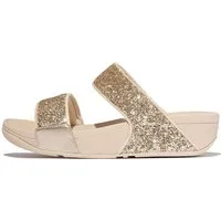 Fitflop LULU MULTI-TONAL GLITTER SLIDES Pantolette Keilabsatz, Sommerschuh, Schlupfschuh mit Glitzer besetzt