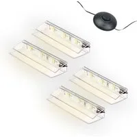 kalb LED Glaskantenbeleuchtung LED Glaskantenbeleuchtung Clip Set 3000K/5000K Transparent Plug & Play, 4er Set warmweiß