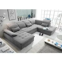 ED EXCITING DESIGN Wohnlandschaft Wayne U-Form mit Bettfunktion, Bettkasten, Arm- und Kopfteilverstellung & 3 Nierenkissen