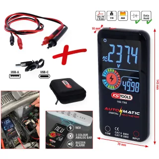 KS Tools Automatik Digital-Multimeter inkl. Prüfspitzen - 150.1765