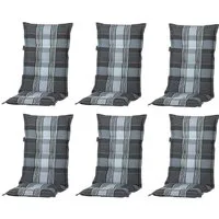 Madison Hochlehnerauflage 6 er Set A 055 Gartenstuhl Auflagen Kissen Polster für Hochlehner, (Spar-Set, 6 St., 6 Auflagen), für Hochlehner-Stühle UV-beständig inkl. Bindebänder und Halteband