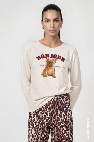 monari - Langarmshirt mit Print antique white - Gr. - 42